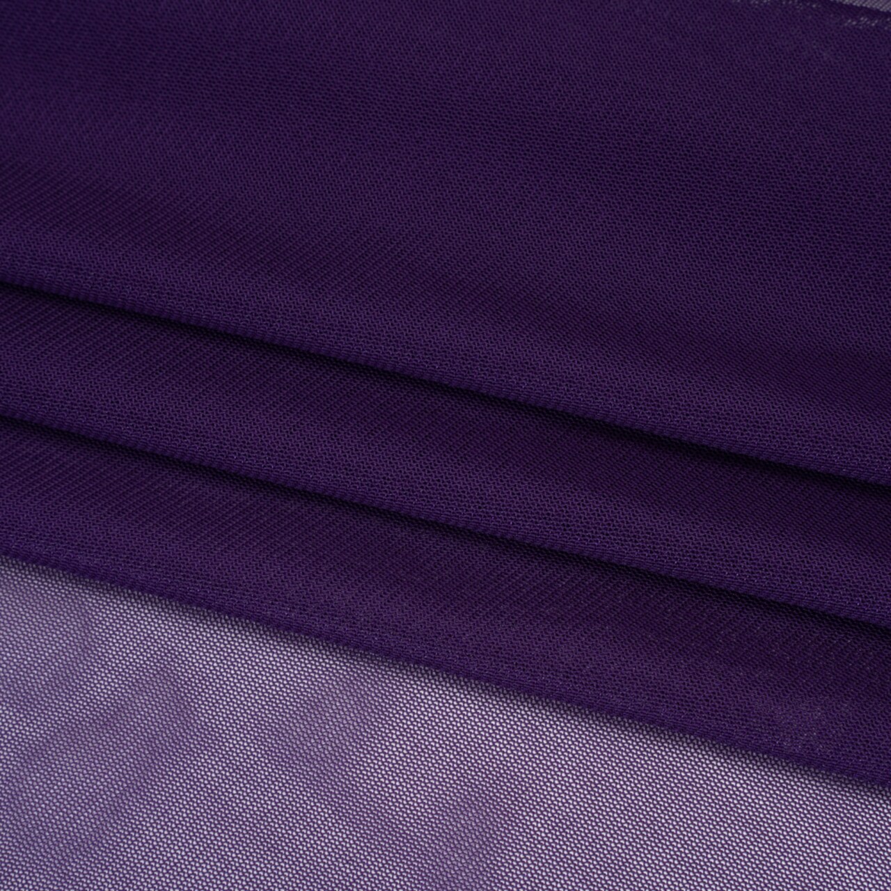 1 Yard Aubergine Purple Stretch Mesh Fabric Lightweight Sheer Material for Sewing, 58 Iinches Width